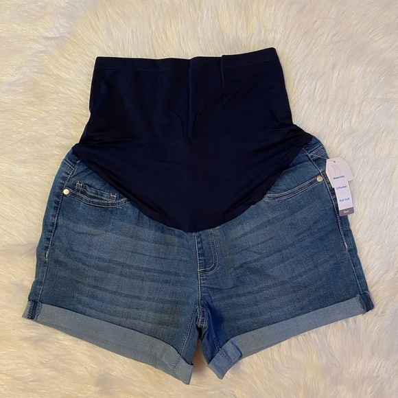 Time And Tru Size Maternity Jean Shorts Women’s Size 4-6 Pull On New - Picture 1 of 6